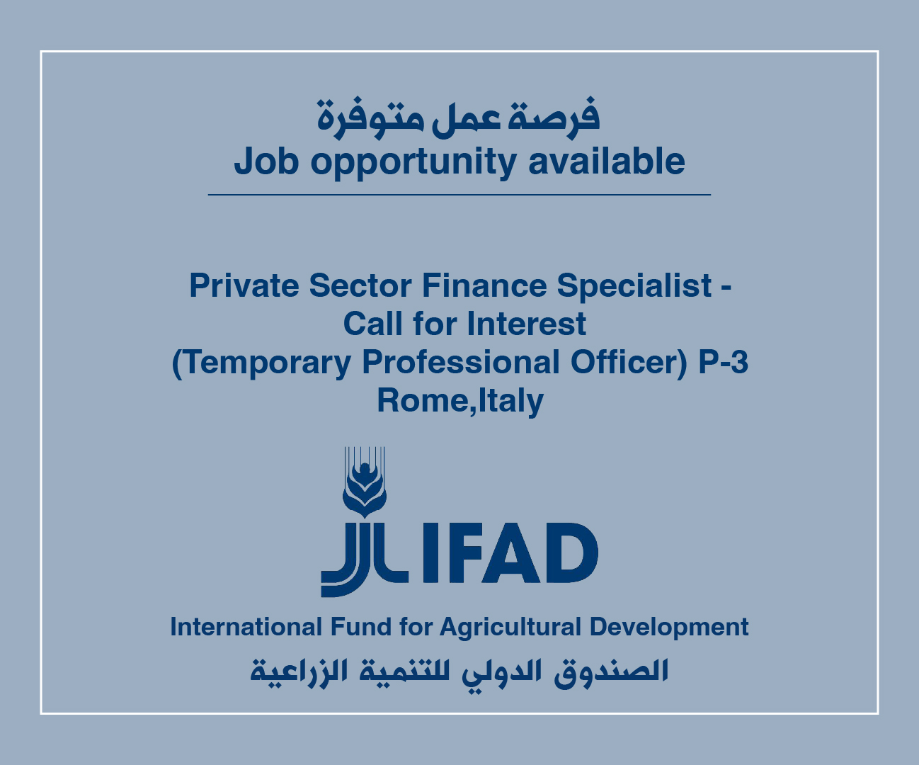 فرص عمل لدى الصندوق الدولي للتنمية الزراعية