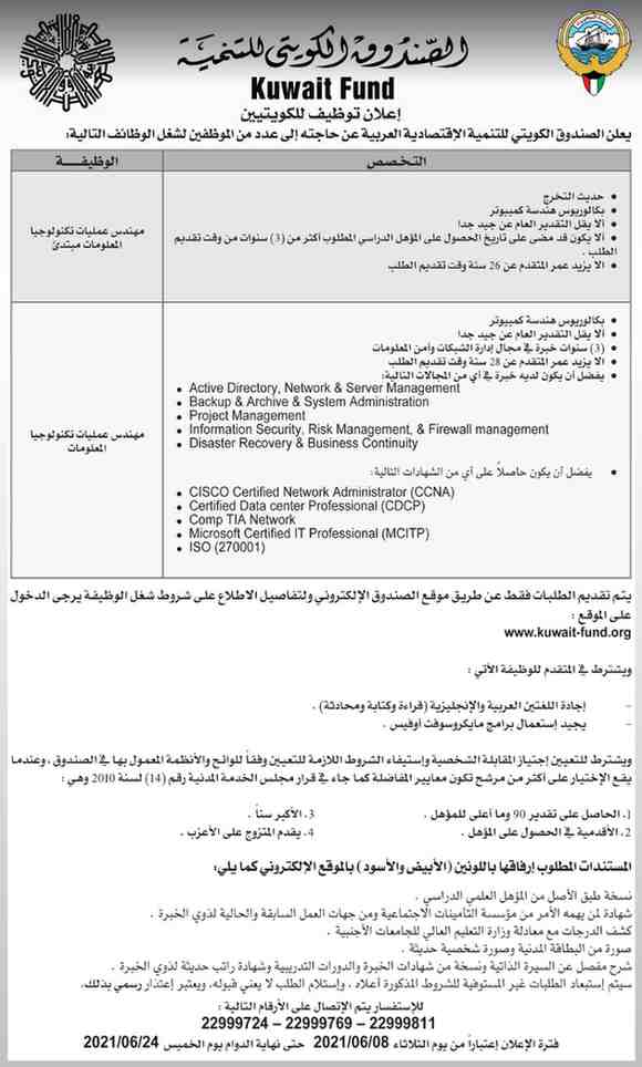 فرص العمل لدى الصندوق